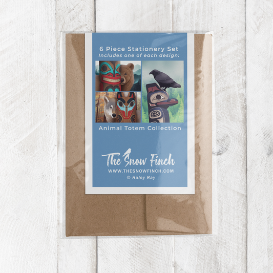 Animal Totem Postcard Set || Wolf Raven Bear Alaska Illustration