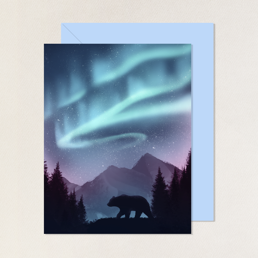 Northern Lights Bear Greeting Card with Envelope