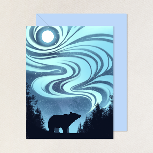 Northern Lights Bear Greeting Card with Envelope