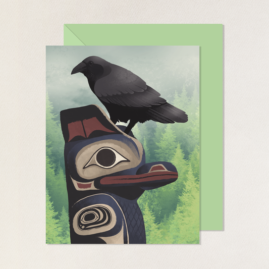 Raven Totem Greeting Card with Envelope
