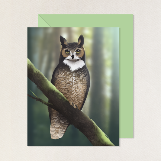 Great Horned Owl Greeting Card with Envelope