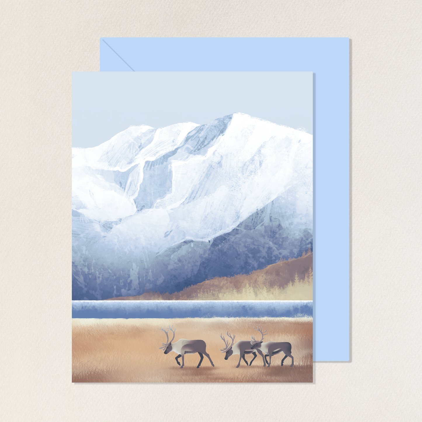 Caribou Mountain Greeting Card with Envelope