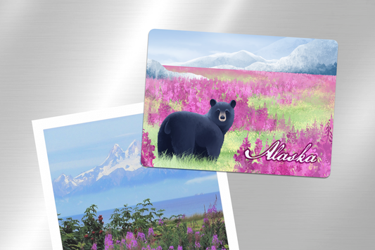 Alaska Fireweed Black Bear Wildflower Magnet