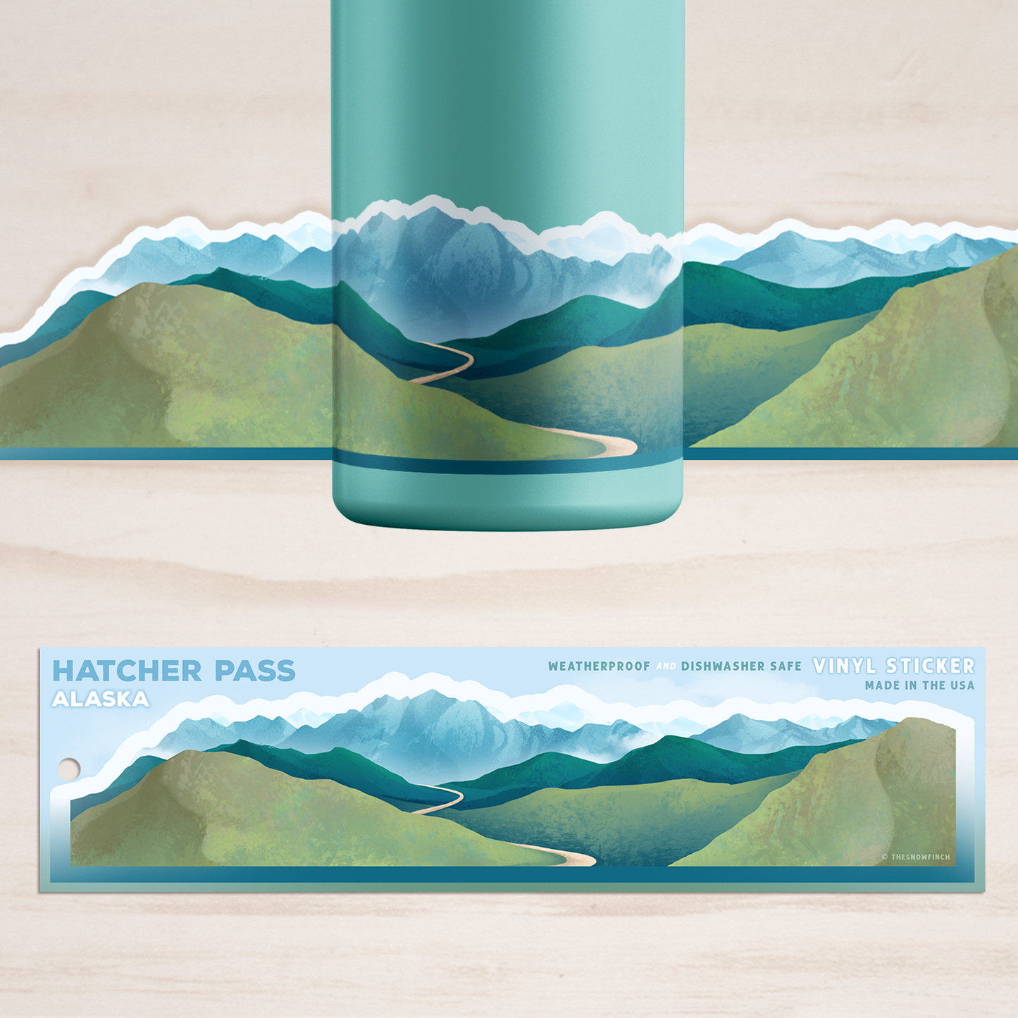 Hatcher Pass Alaska Mountain Range Sticker || Waterproof Vinyl