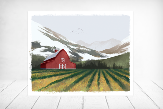 Rustic Red Barn || Cottage Country Western Art Print