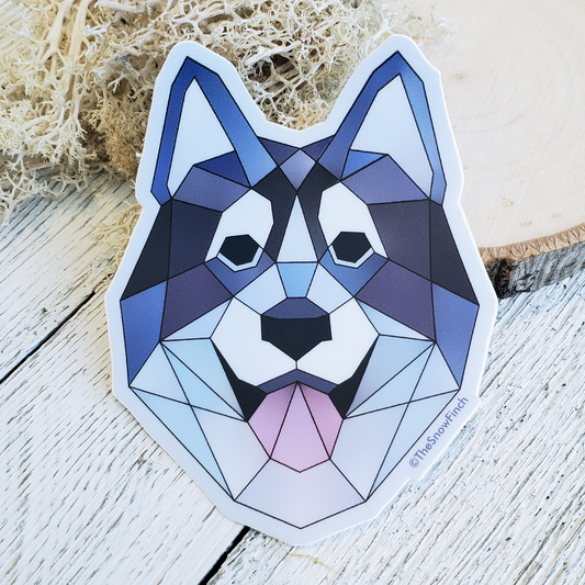 Geometric Husky Dog Sticker || Waterproof Vinyl