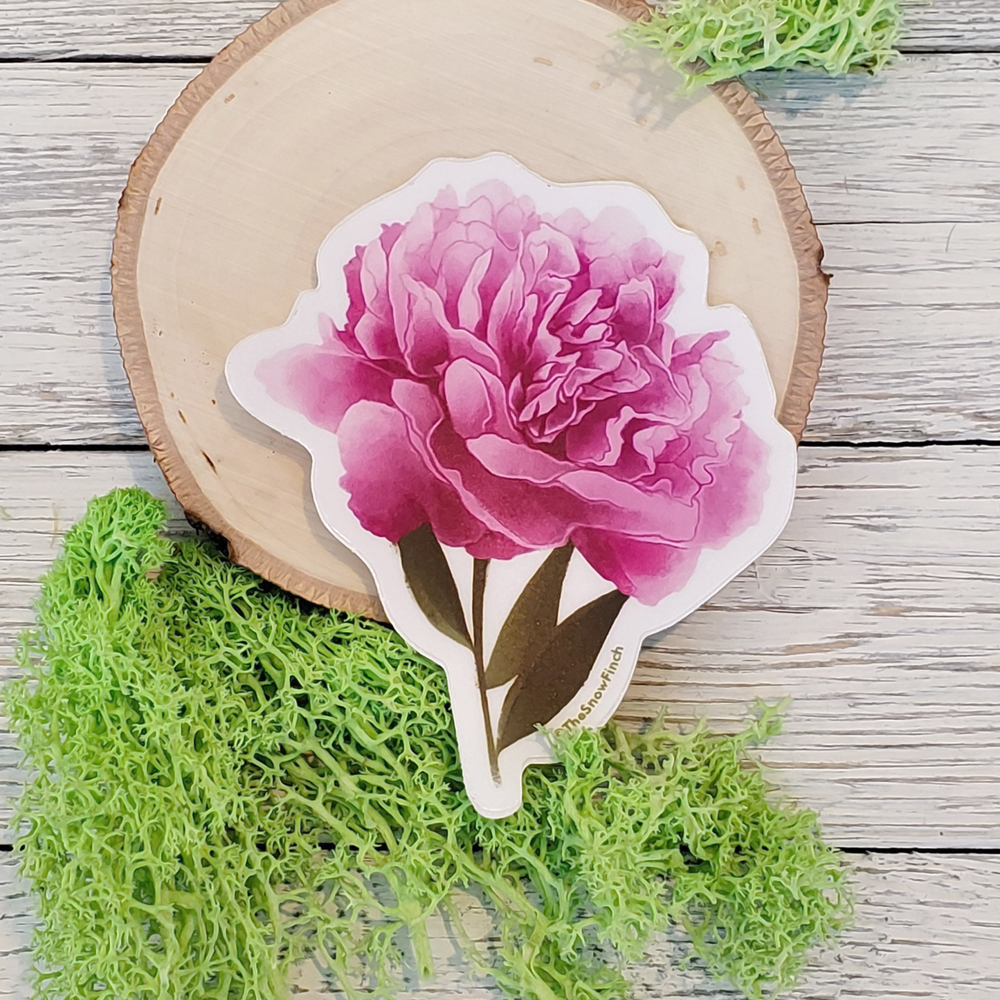 Pink Peony Floral Sticker || Waterproof Vinyl