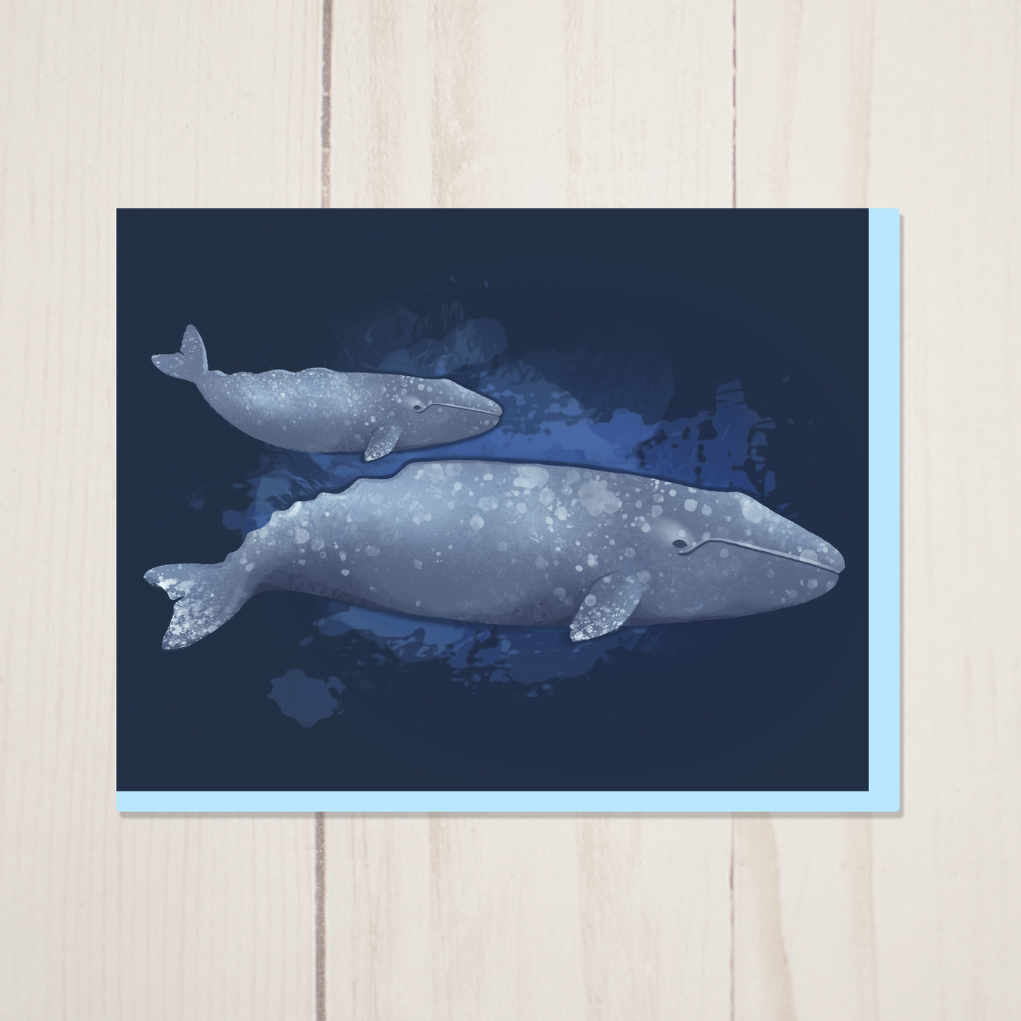 Grey Whale and Calf Greeting Card with Envelope