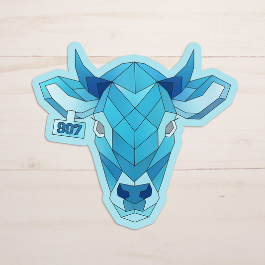 Geometric Cow Sticker || Waterproof Vinyl