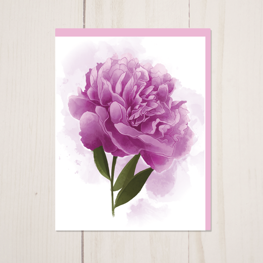 Pink Peony || Floral Greeting Card with Envelope
