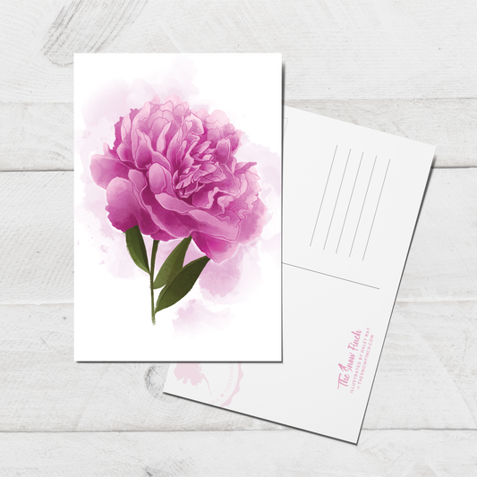 Pink Peony Postcard || 4x6 Floral Botanical Art