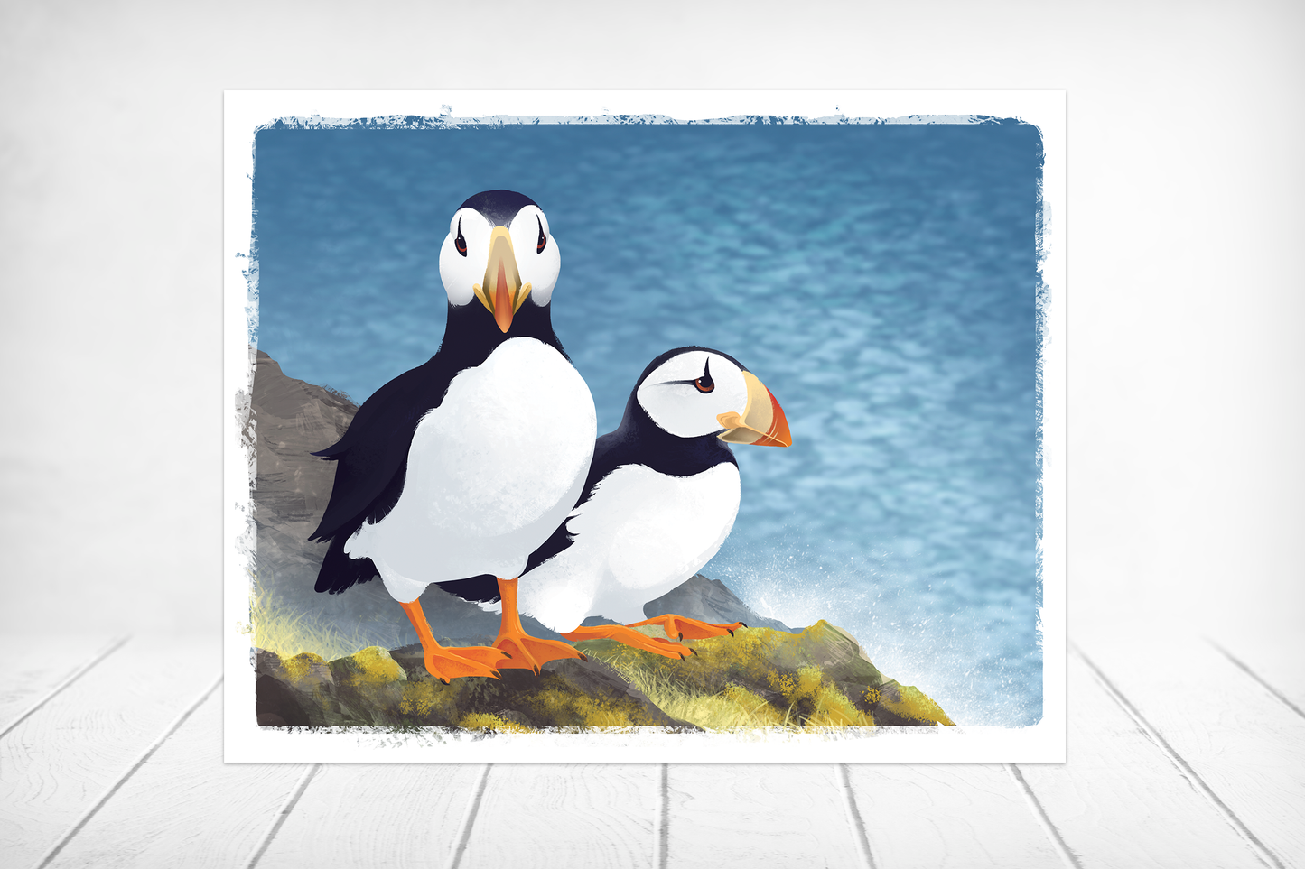 Horned Puffin Pair || Coastal Wildlife Fine Art Print