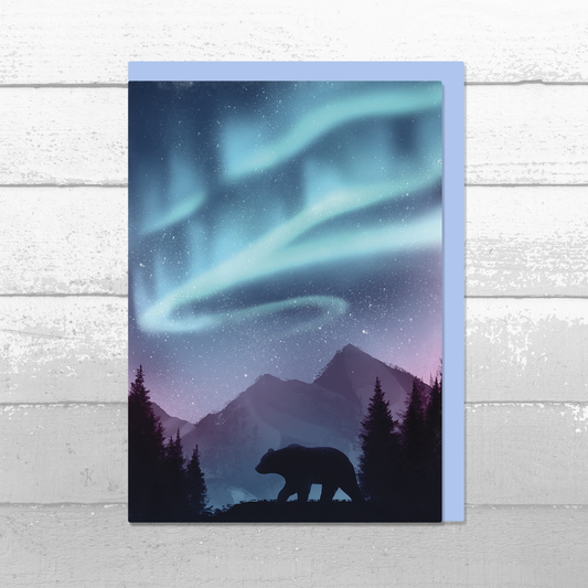 Northern Lights Bear Greeting Card with Envelope