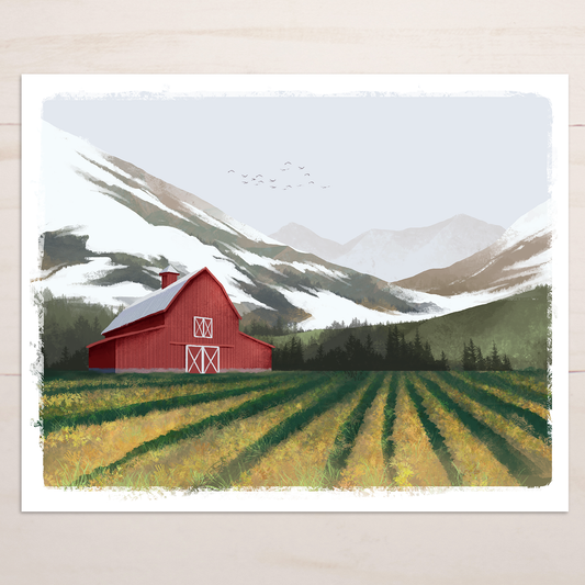 Rustic Red Barn || Cottage Country Western Art Print