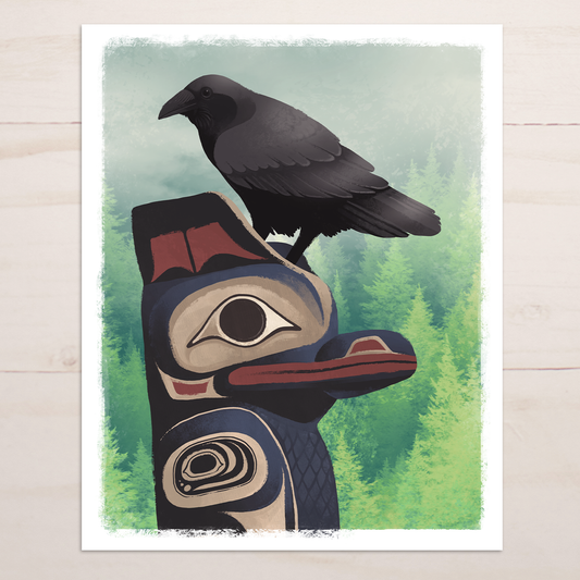 Raven Totem Pole || Alaska Tlingit Wildlife Fine Art Print