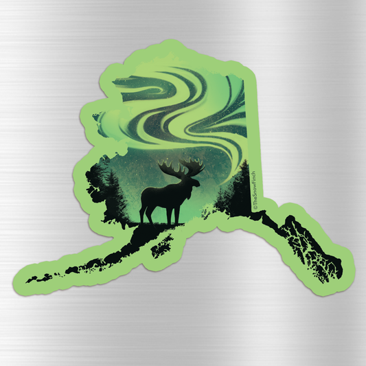 Alaska State Northern Lights Moose Magnet