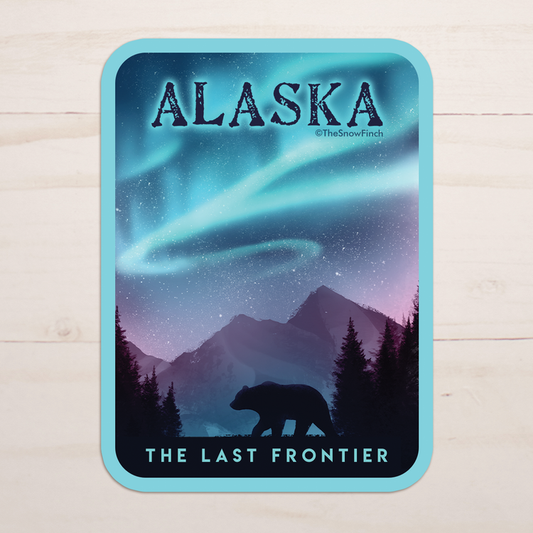 Alaska Northern Lights Bear Last Frontier Sticker || Waterproof Vinyl