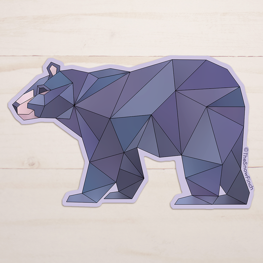 Geometric Black Bear Sticker || Waterproof Vinyl