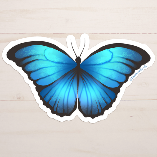 Blue Morpho Butterfly Sticker || Waterproof Vinyl