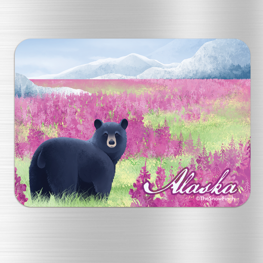 Alaska Fireweed Black Bear Wildflower Magnet