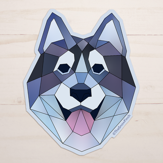 Geometric Husky Dog Sticker || Waterproof Vinyl