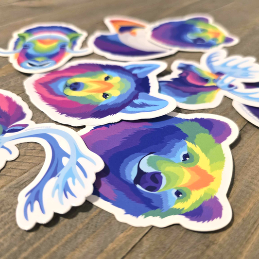Horned Puffin Colorful Pop Art Sticker || Waterproof Vinyl