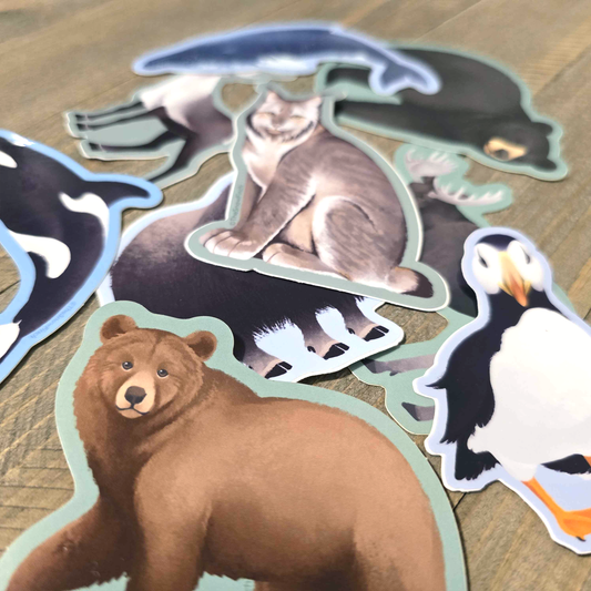 Horned Puffin Pair Sticker || Waterproof Vinyl