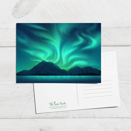 Northern Lights Postcard || 4x6 Travel Alaska Art Postcard