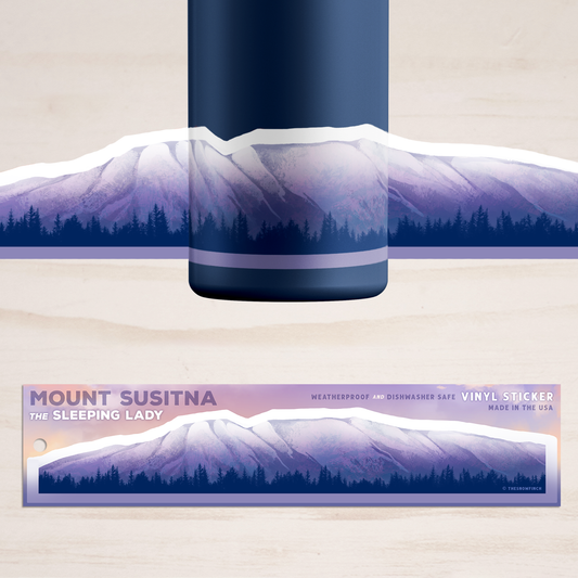 Sleeping Lady Mount Susitna Alaska Mountain Range Sticker || Waterproof Vinyl