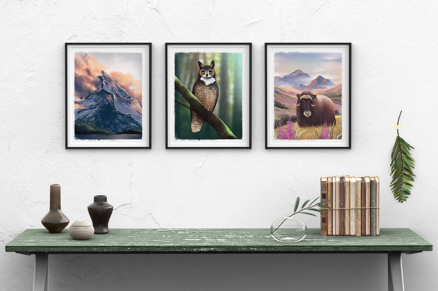 Musk Ox Fireweed Meadow || Alaska Wildlife Art Print