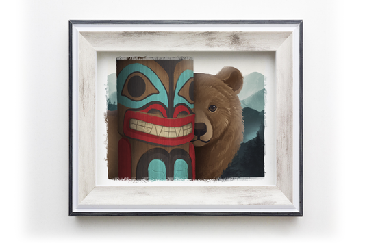 Tlingit Bear Totem Pole || Native Alaska Wildlife Art Print