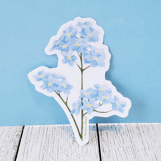 Forget Me Not Floral Sticker || Waterproof Vinyl