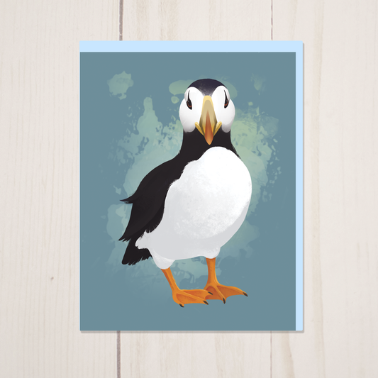 Horned Puffin Greeting Card with Envelope