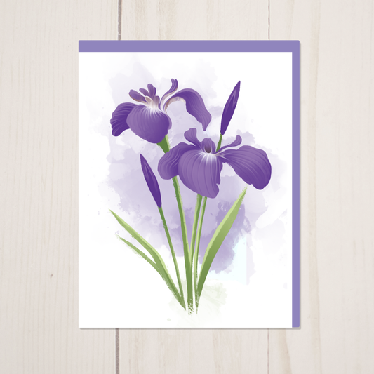 Wild Iris || Floral Greeting Card with Envelope