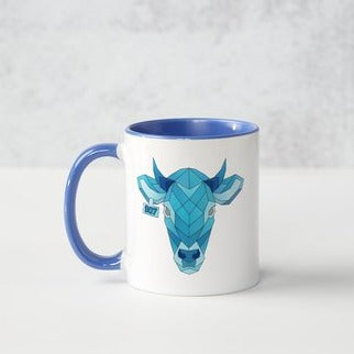 Geometric Cow Ceramic Mug || 11 oz || Sun Fire Ridge