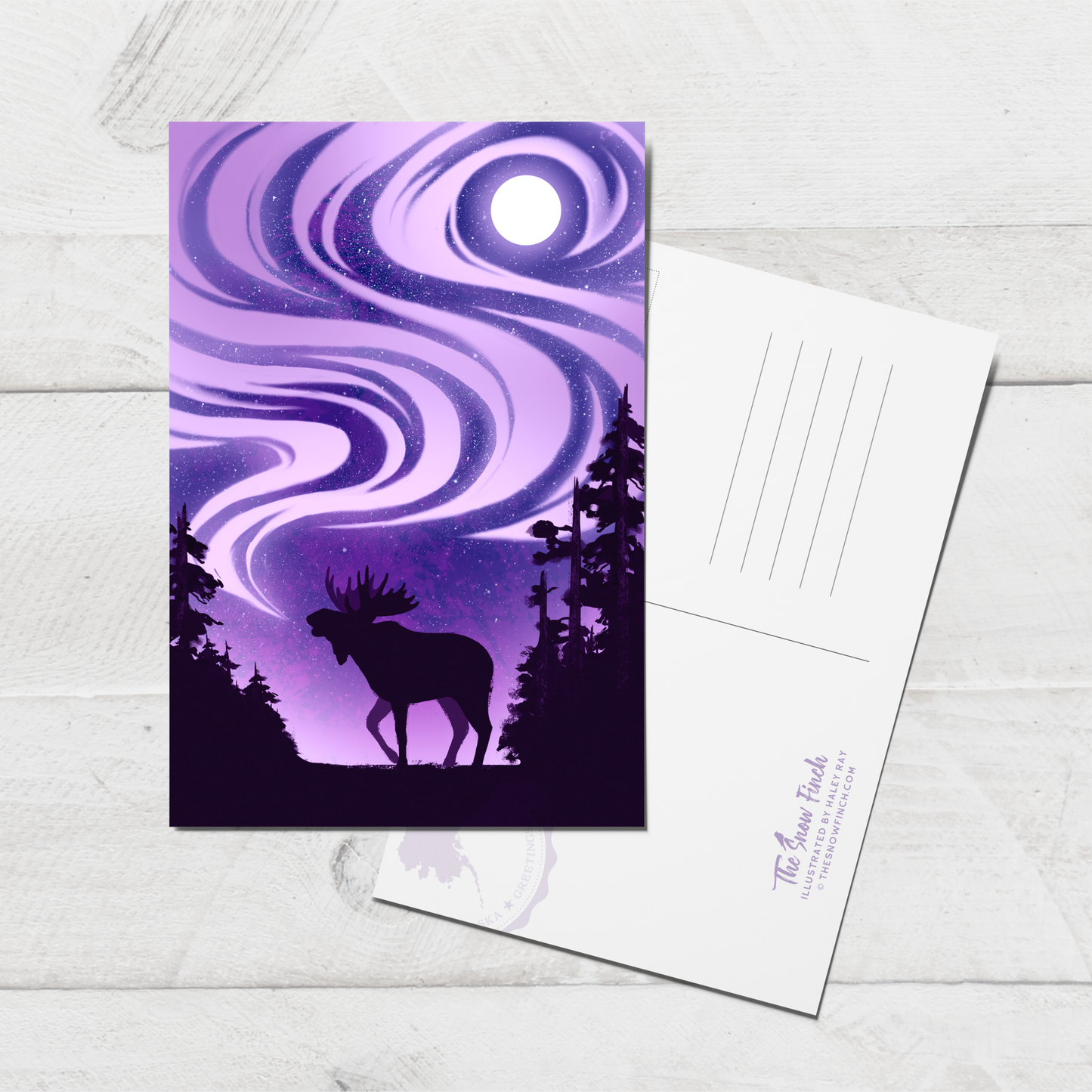 Purple Aurora Postcard || 4x6 Travel Alaska Art Postcard