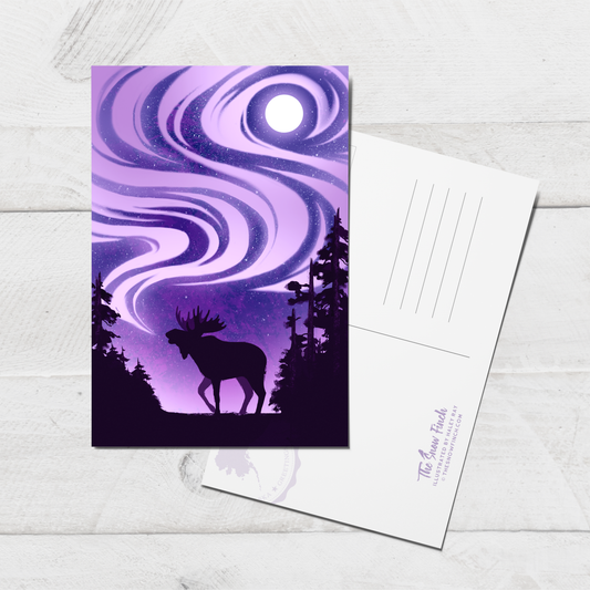 Purple Aurora Postcard || 4x6 Travel Alaska Art Postcard
