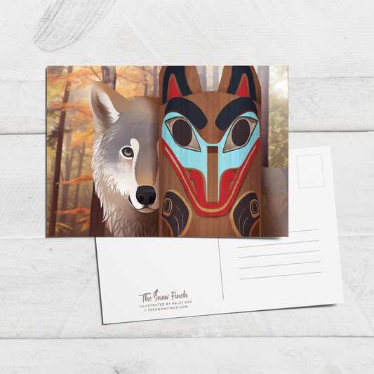 Tlingit Wolf Totem Postcard || 4x6 Travel Alaska Art Postcard