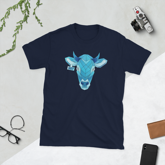 Geometric Blue Cow || Navy Short Sleeve Shirt || Sun Fire Ridge
