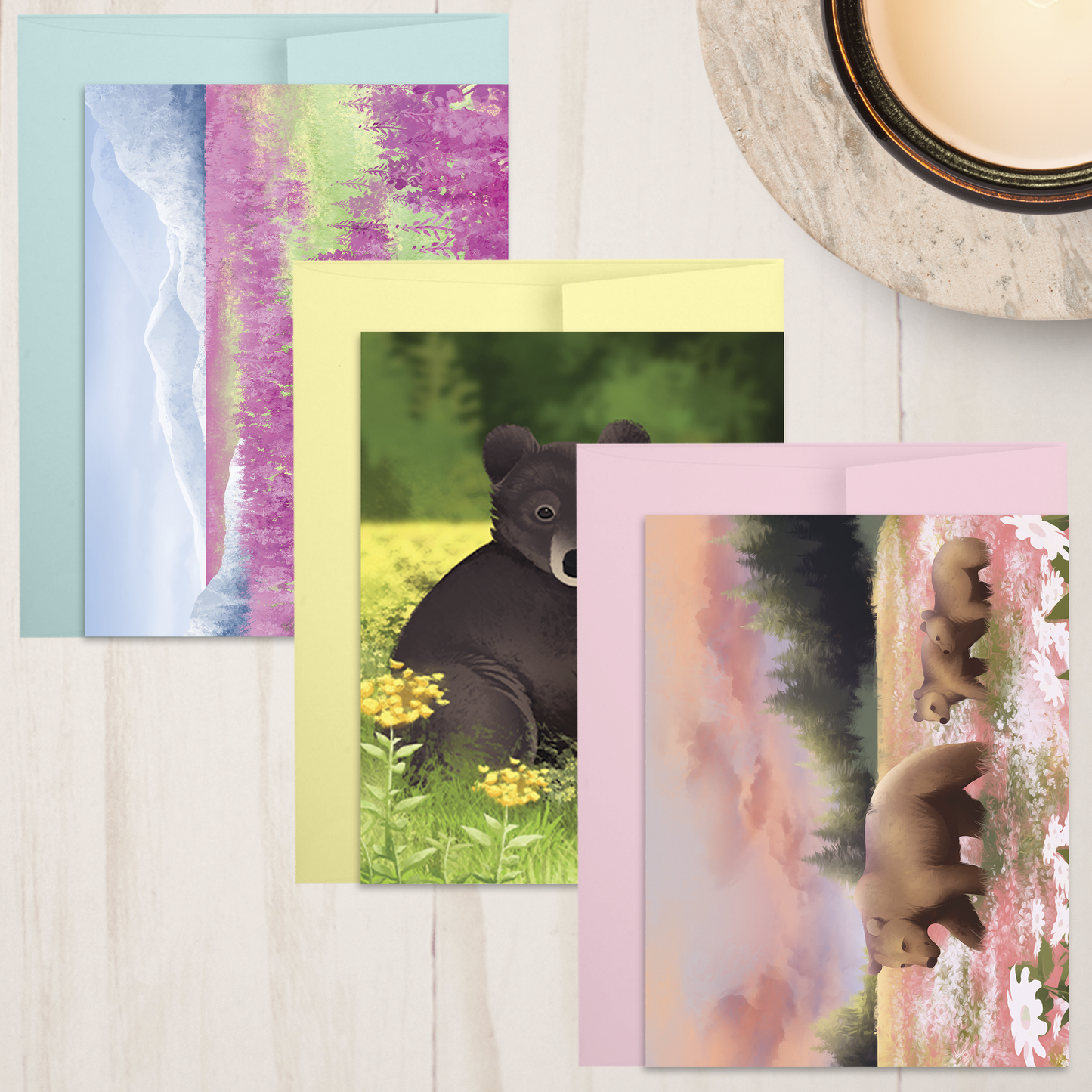 Wildflower Bears Postcard Set || Alaska Illustration