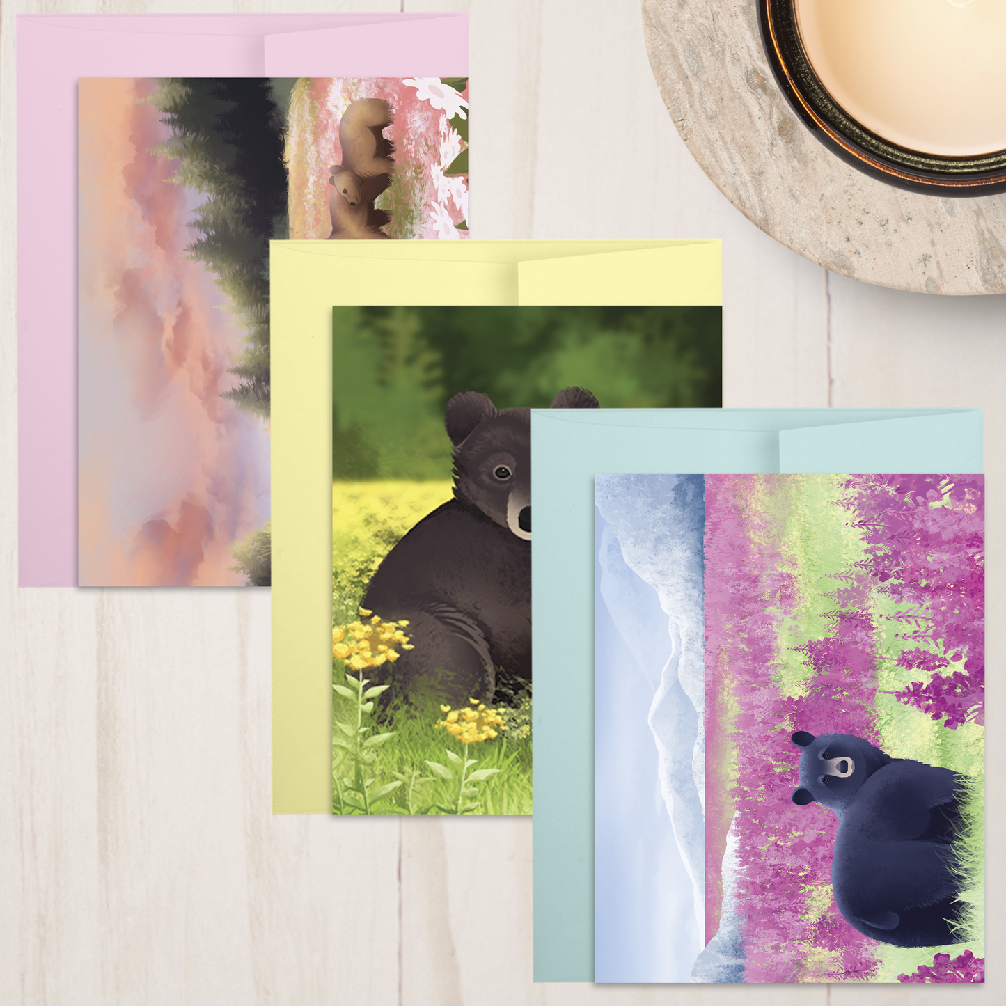 Wildflower Bears Postcard Set || Alaska Illustration