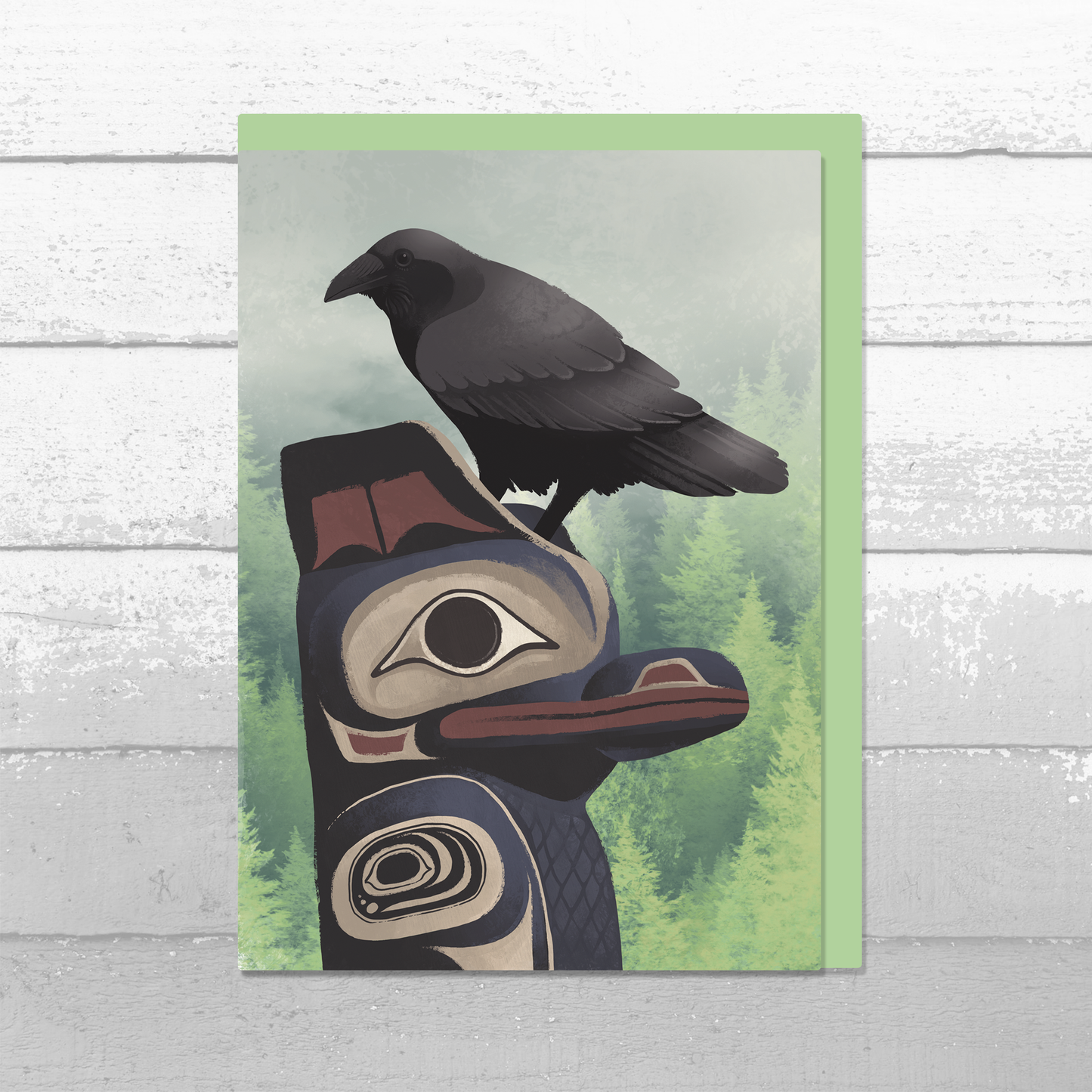 Raven Totem Greeting Card with Envelope