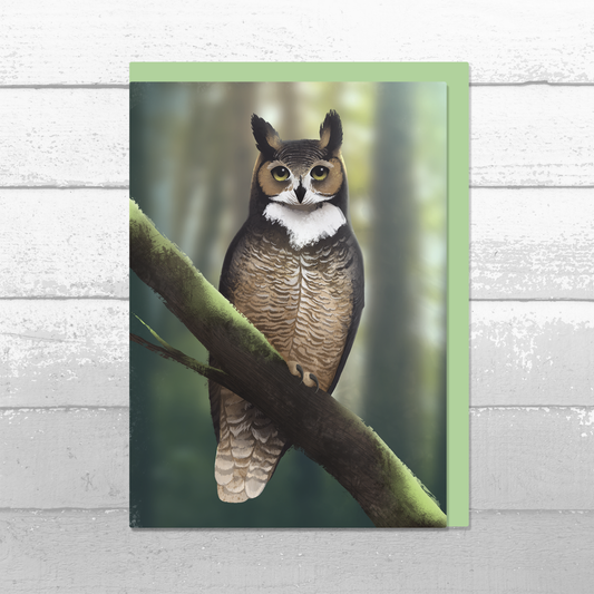 Great Horned Owl Greeting Card || A6