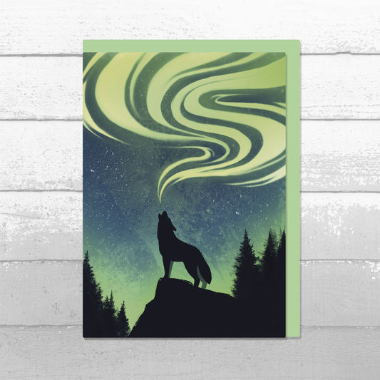 Aurora Wolf Greeting Card || A6