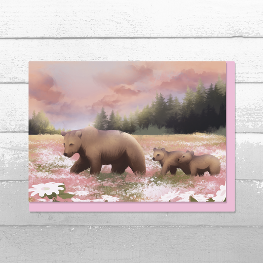 Meadow Bear Family Greeting Card || A6