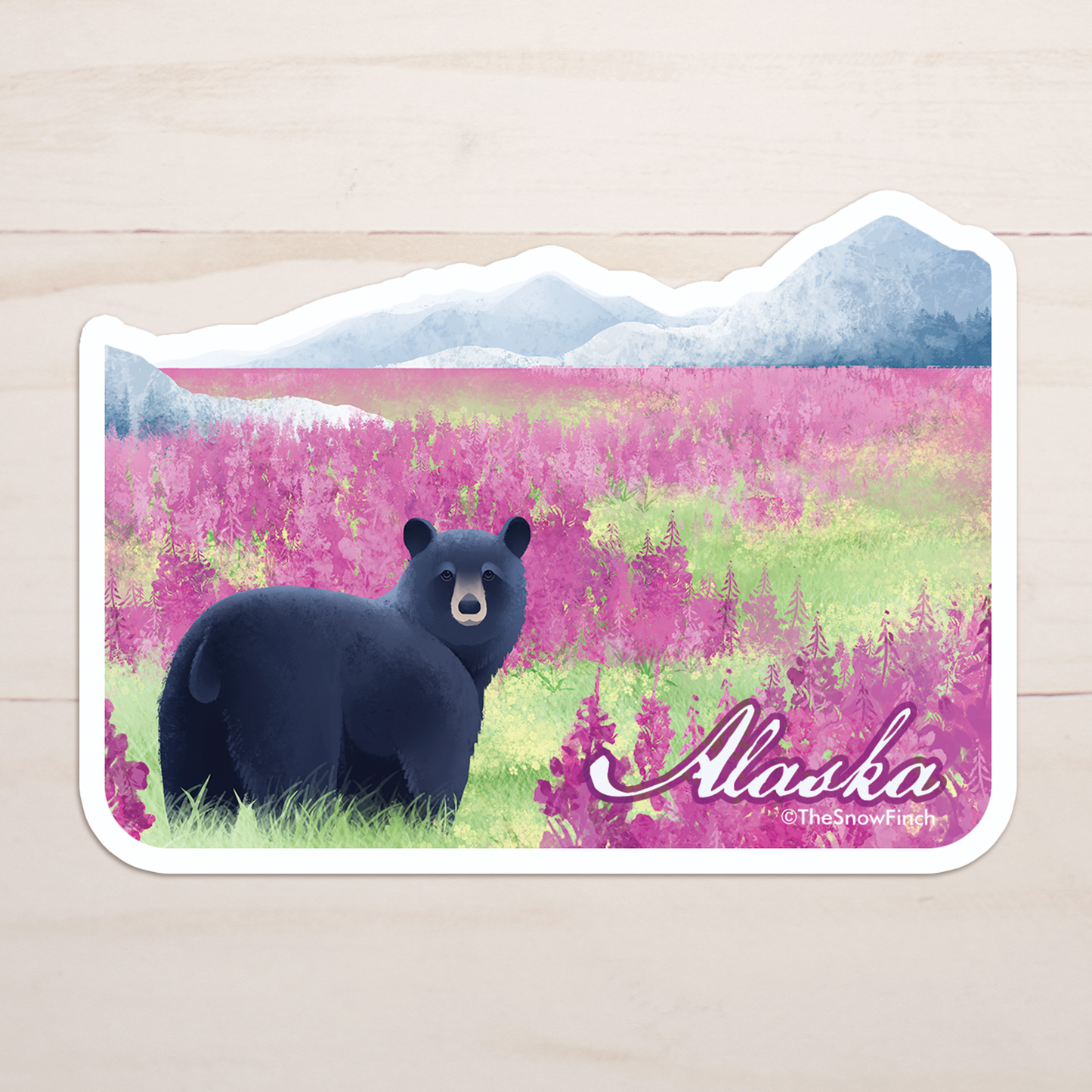 Alaska Fireweed Black Bear Sticker || Waterproof Vinyl