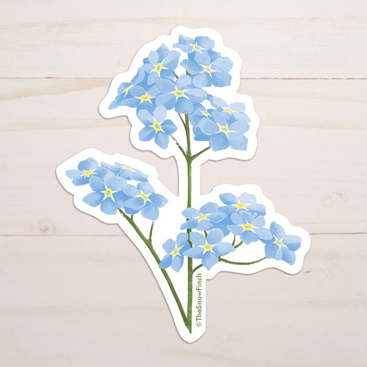 Forget Me Not Floral Sticker || Waterproof Vinyl