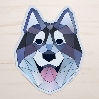 Geometric Husky Dog Sticker || Waterproof Vinyl
