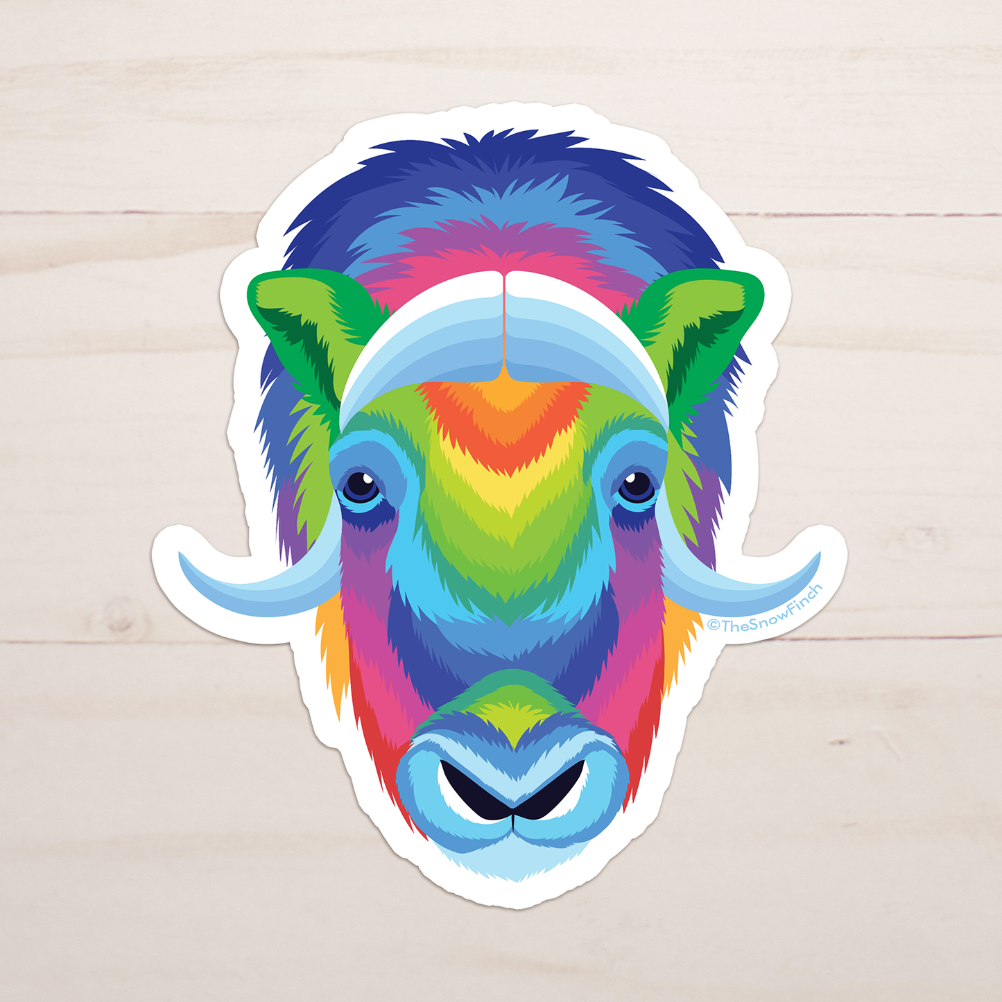 Musk Ox Colorful Pop Art Sticker || Waterproof Vinyl