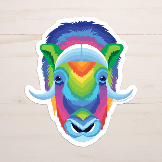 Musk Ox Colorful Pop Art Sticker || Waterproof Vinyl